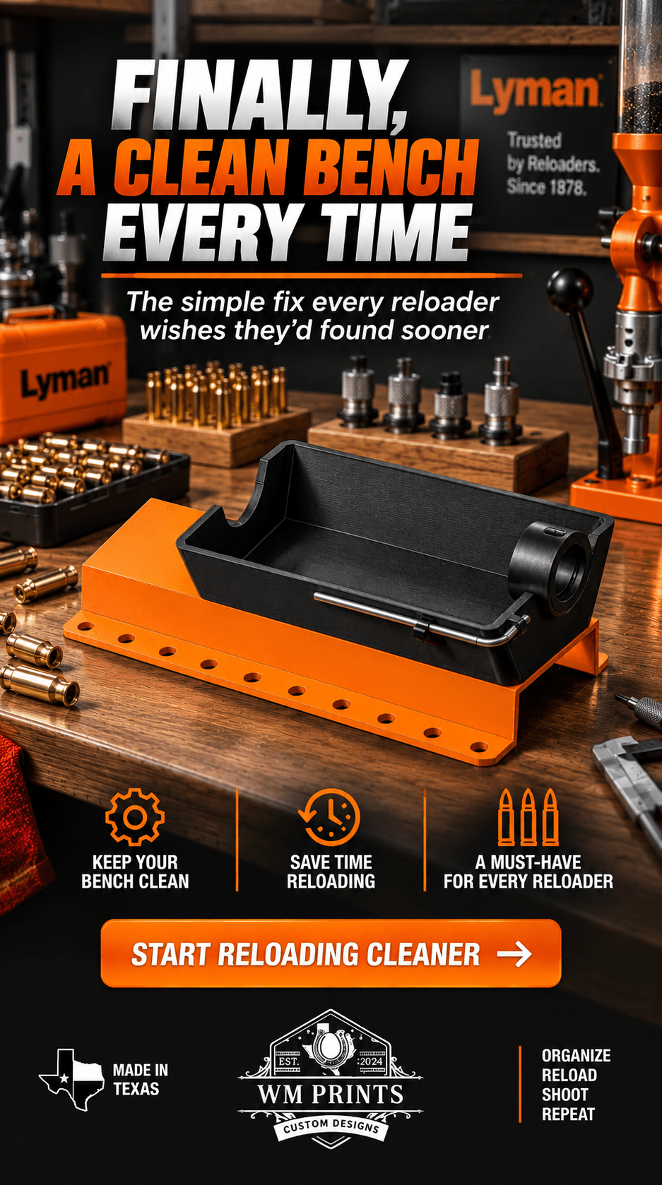 Made for Lyman style brass case trimming catcher. - WM Prints LLC