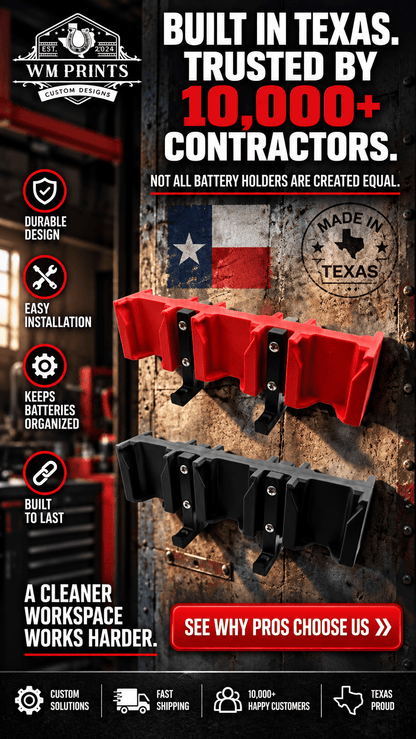 Made for Milwaukee M18 batteries holder - WM Prints LLC