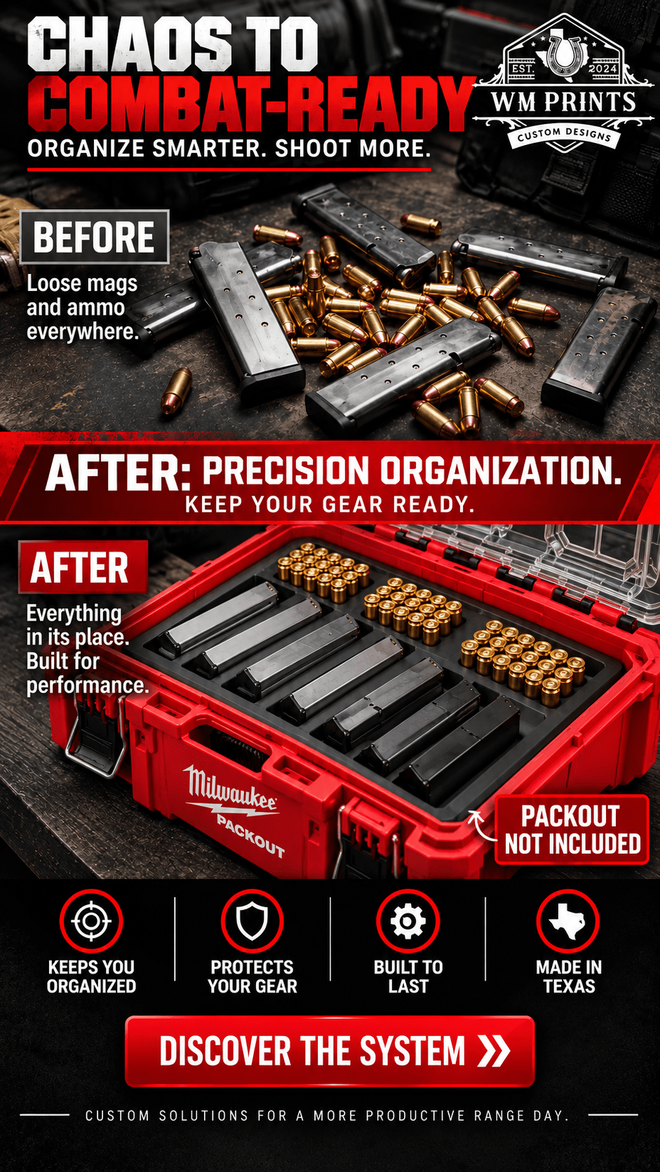 Made for Milwaukee Packouts 1911 Magazine Insert. - WM Prints LLC