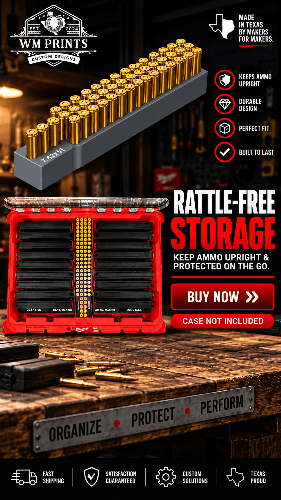 Made for Milwaukee Packouts center Ammo inserts. - WM Prints LLC