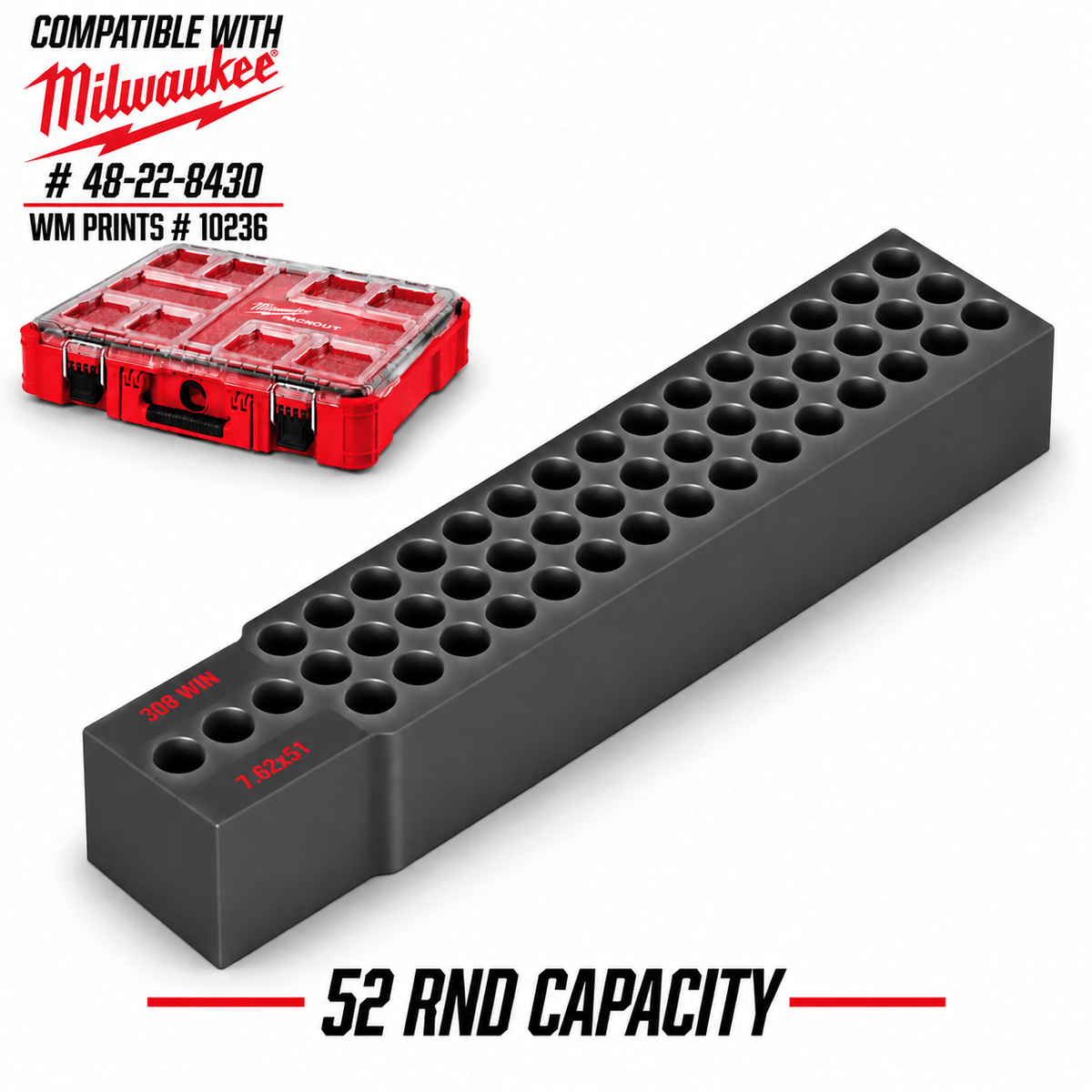 Made for Milwaukee Packouts center Ammo inserts. - WM Prints LLC