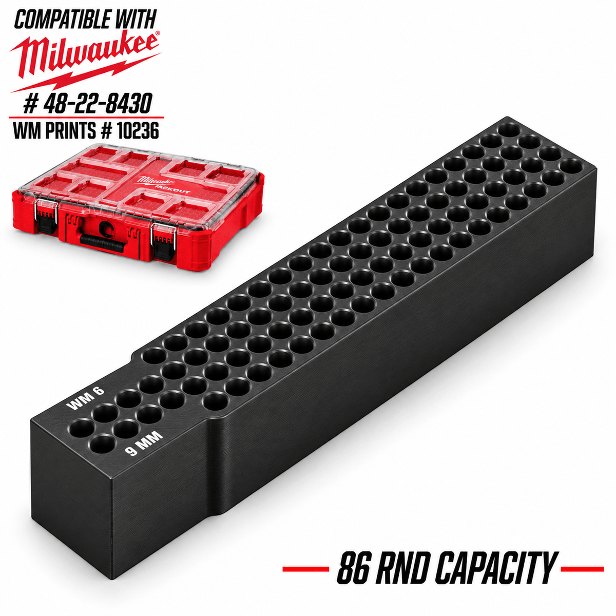 Made for Milwaukee Packouts center Ammo inserts. - WM Prints LLC