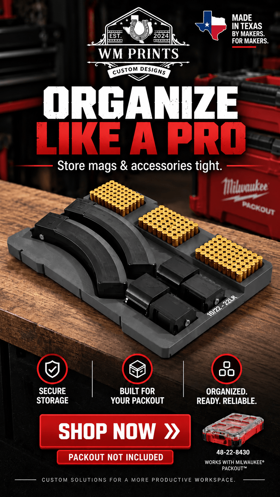 Made for Milwaukee Packouts Ruger 10-22 LR Insert - WM Prints LLC