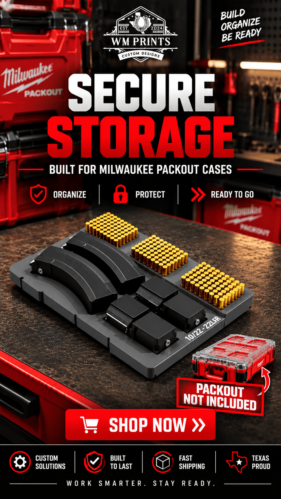 Made for Milwaukee Packouts Ruger 10-22 WMR Insert - WM Prints LLC