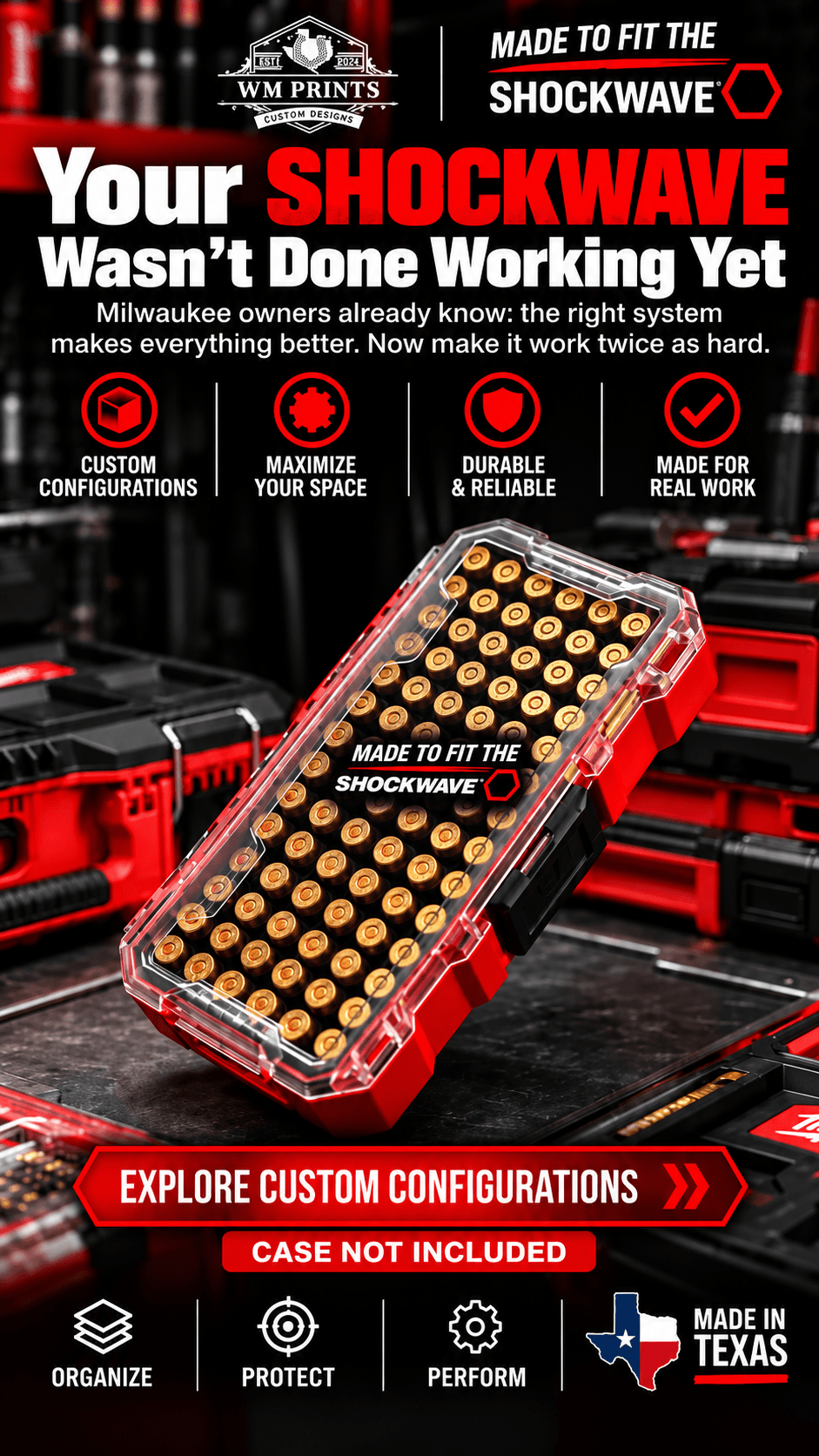 Made for Milwaukee Shockwave Ammo Inserts. - WM Prints LLC