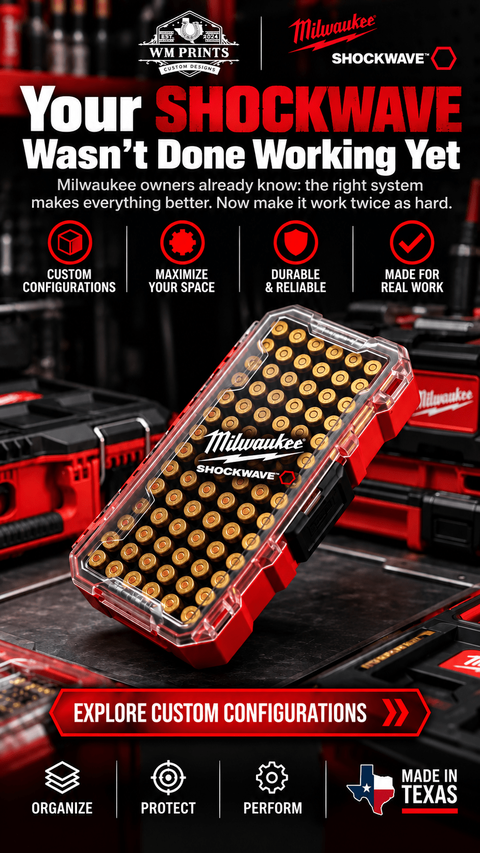 Made for Milwaukee Shockwave Ammo Inserts. - WM Prints LLC