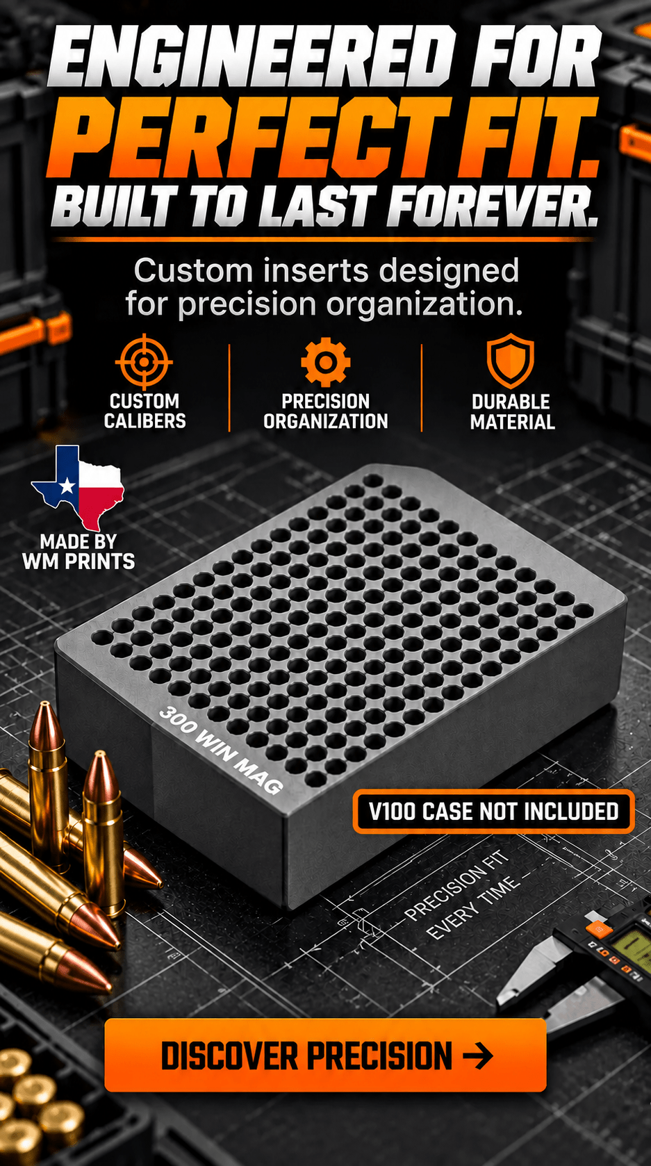 Made for Pelican Vault V100 Left and Right inserts. - WM Prints LLC