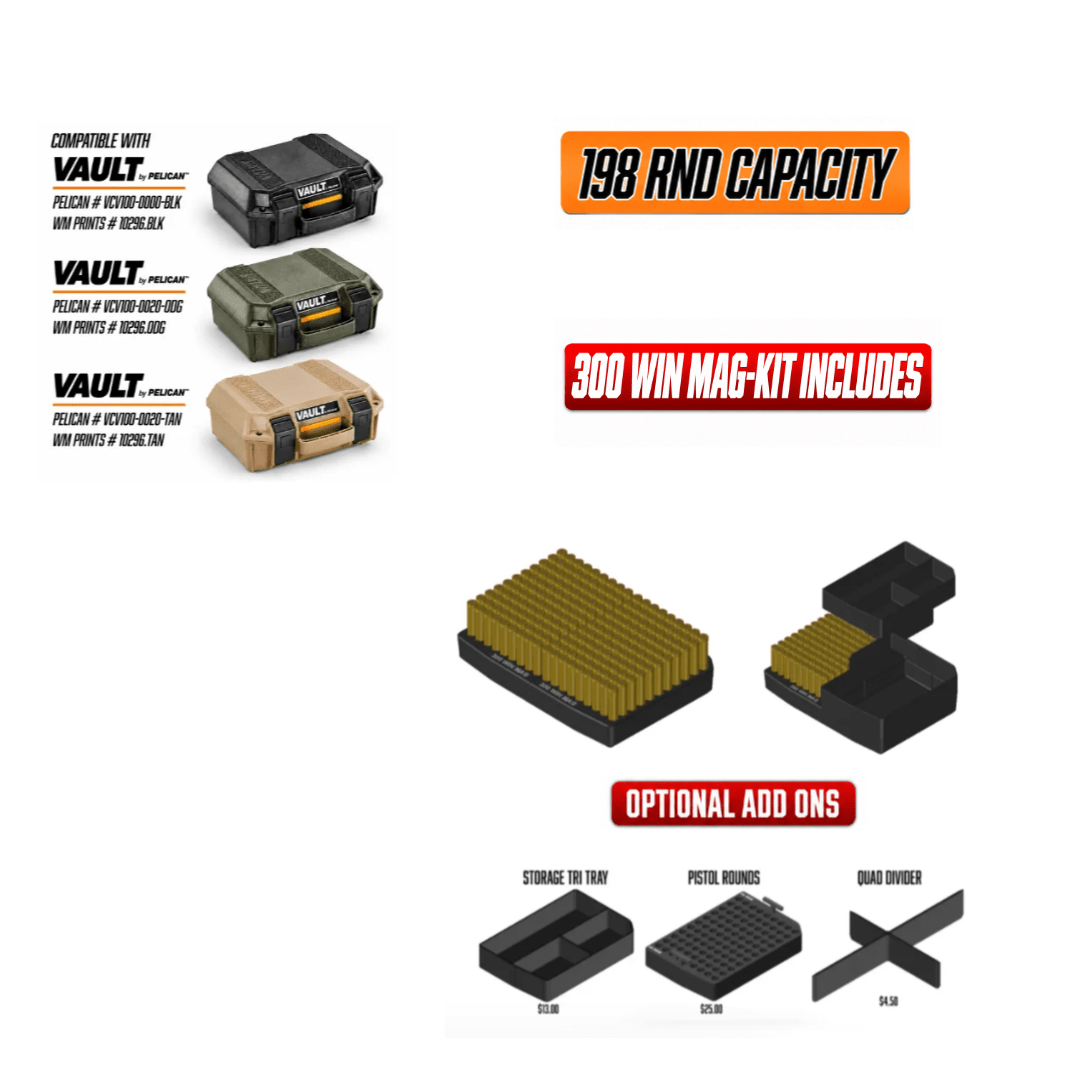 Made for Pelican Vault V100 Rifle Range kits. - WM Prints LLC