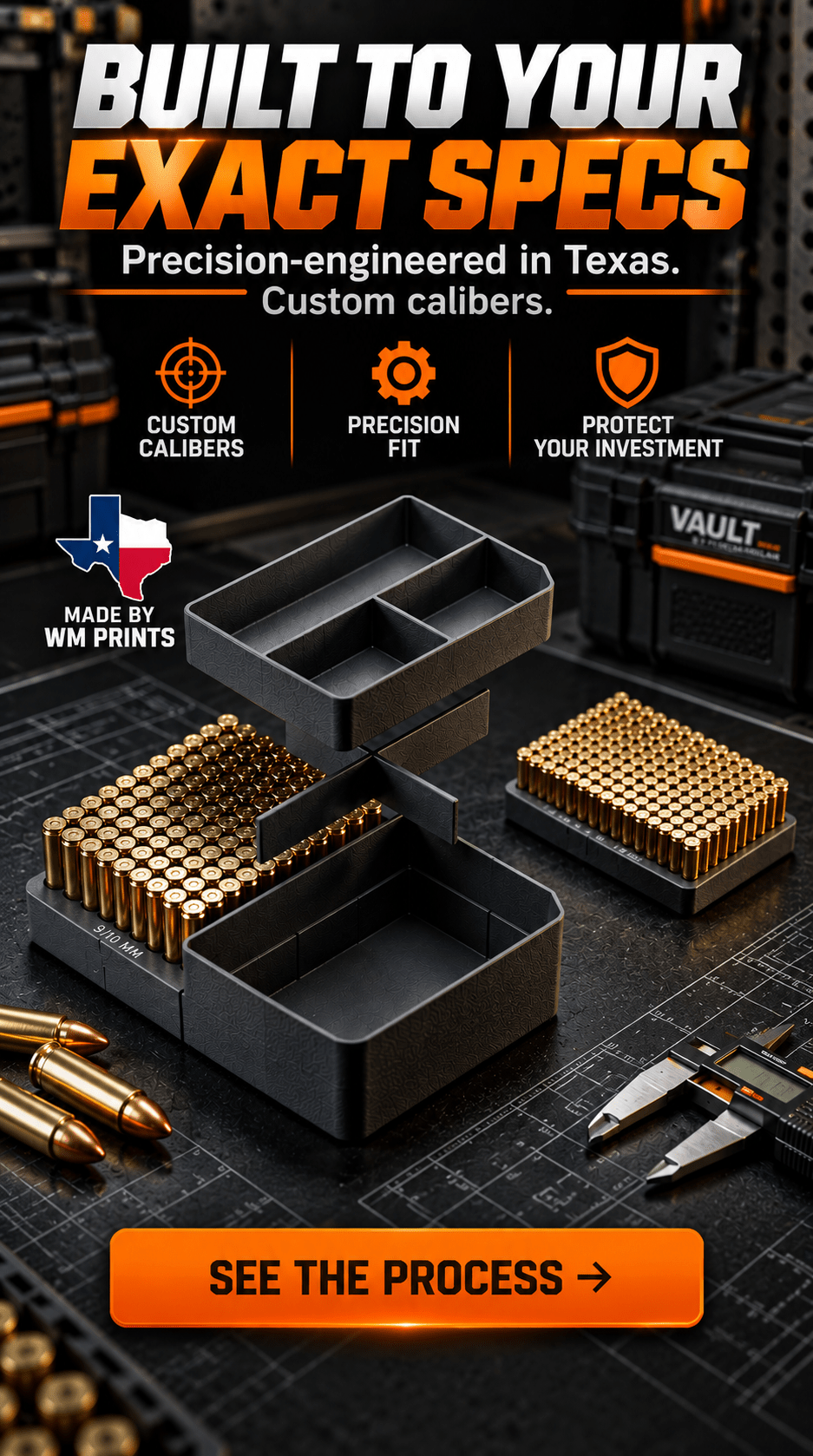 Made for Pelican Vault V100 Rifle Range kits. - WM Prints LLC