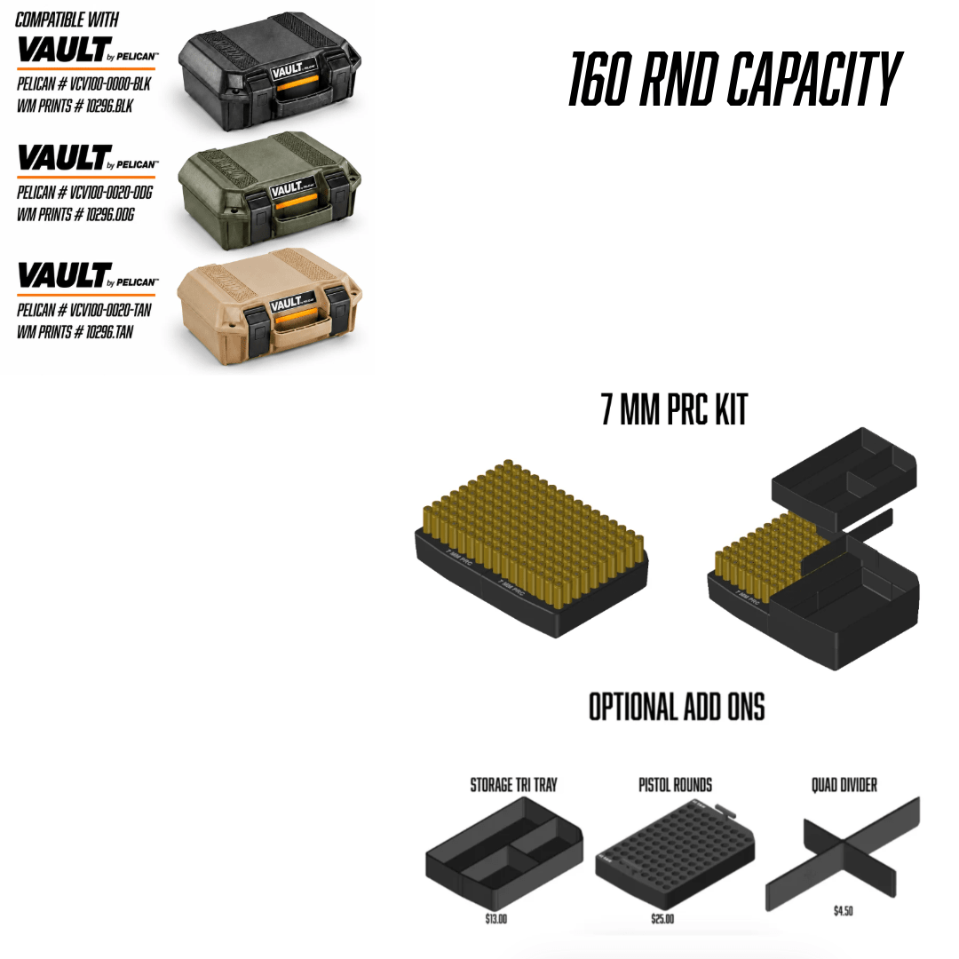 Made for Pelican Vault V100 Rifle Range kits. - WM Prints LLC