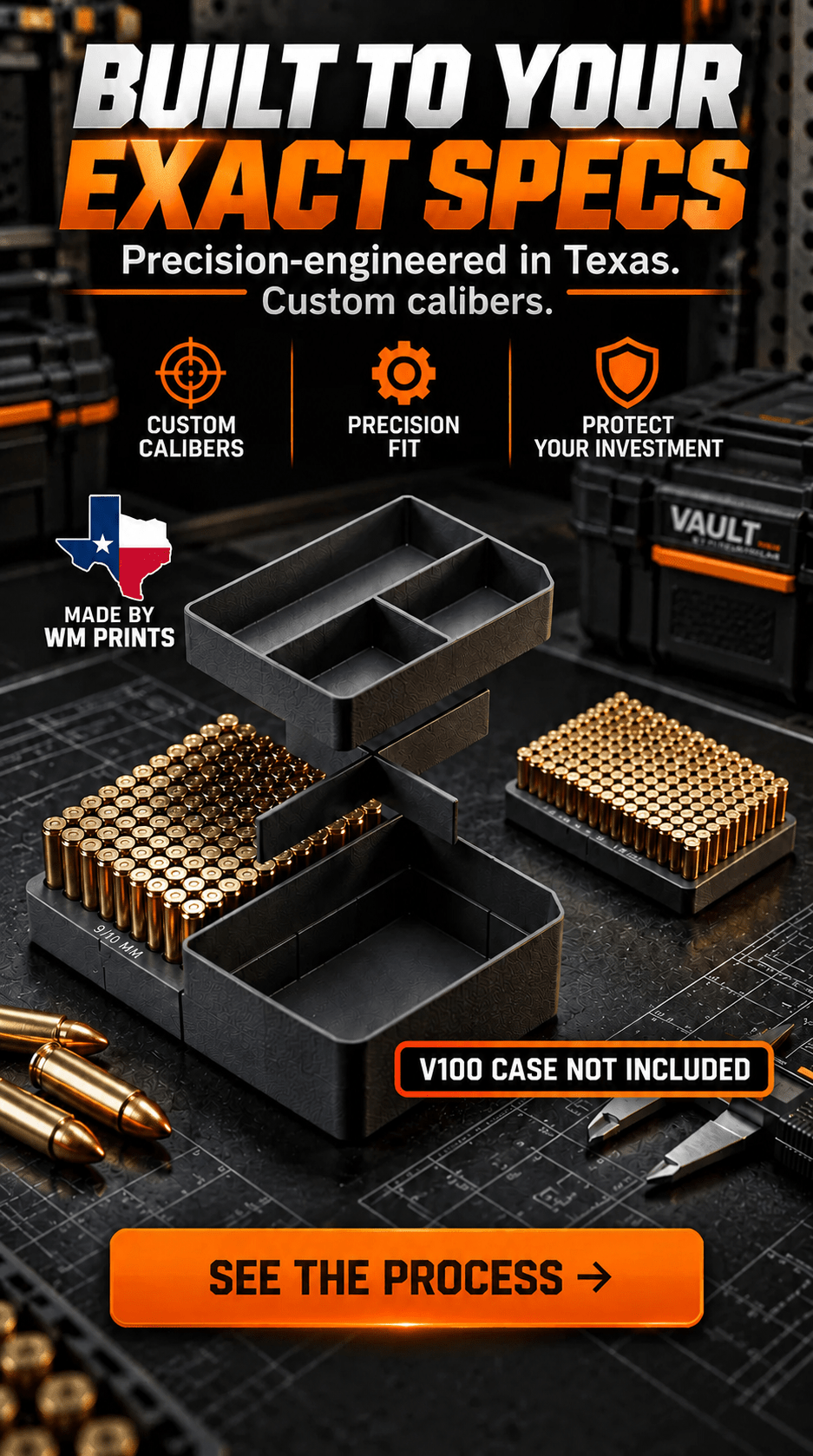 Made for Pelican Vault V100 Rifle Range kits. - WM Prints LLC