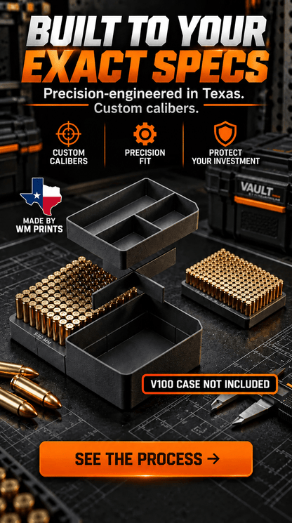 Made for Pelican Vault V100 Rifle Range kits. - WM Prints LLC