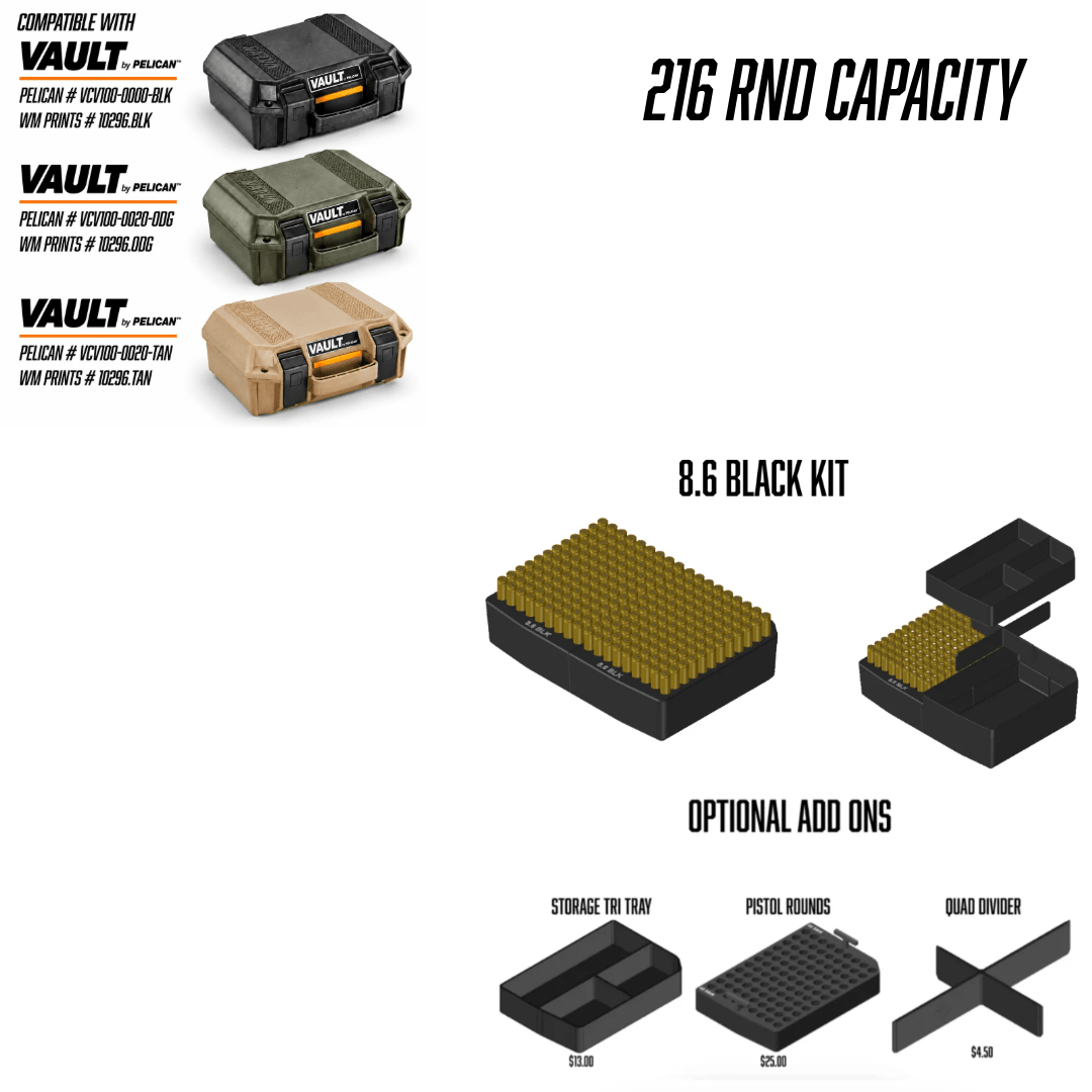 Made for Pelican Vault V100 Rifle Range kits. - WM Prints LLC