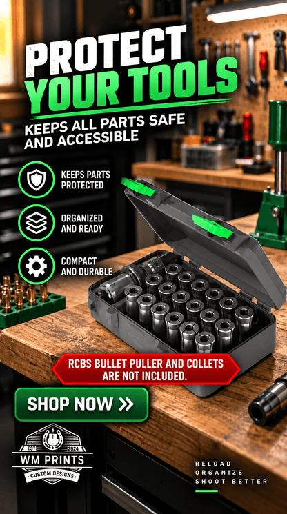 Made for RCBS Bullet Puller and Collets Storage Hinged Case GEN 2 - WM Prints LLC