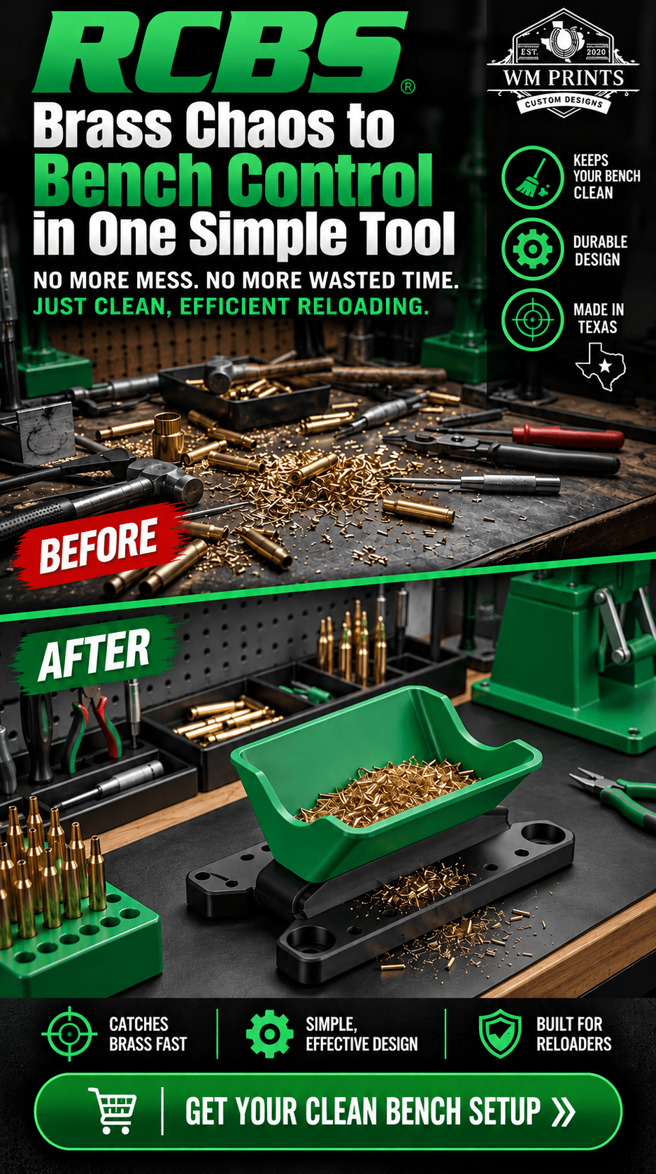 Made for RCBS style brass case trimming catcher, collet style. - WM Prints LLC