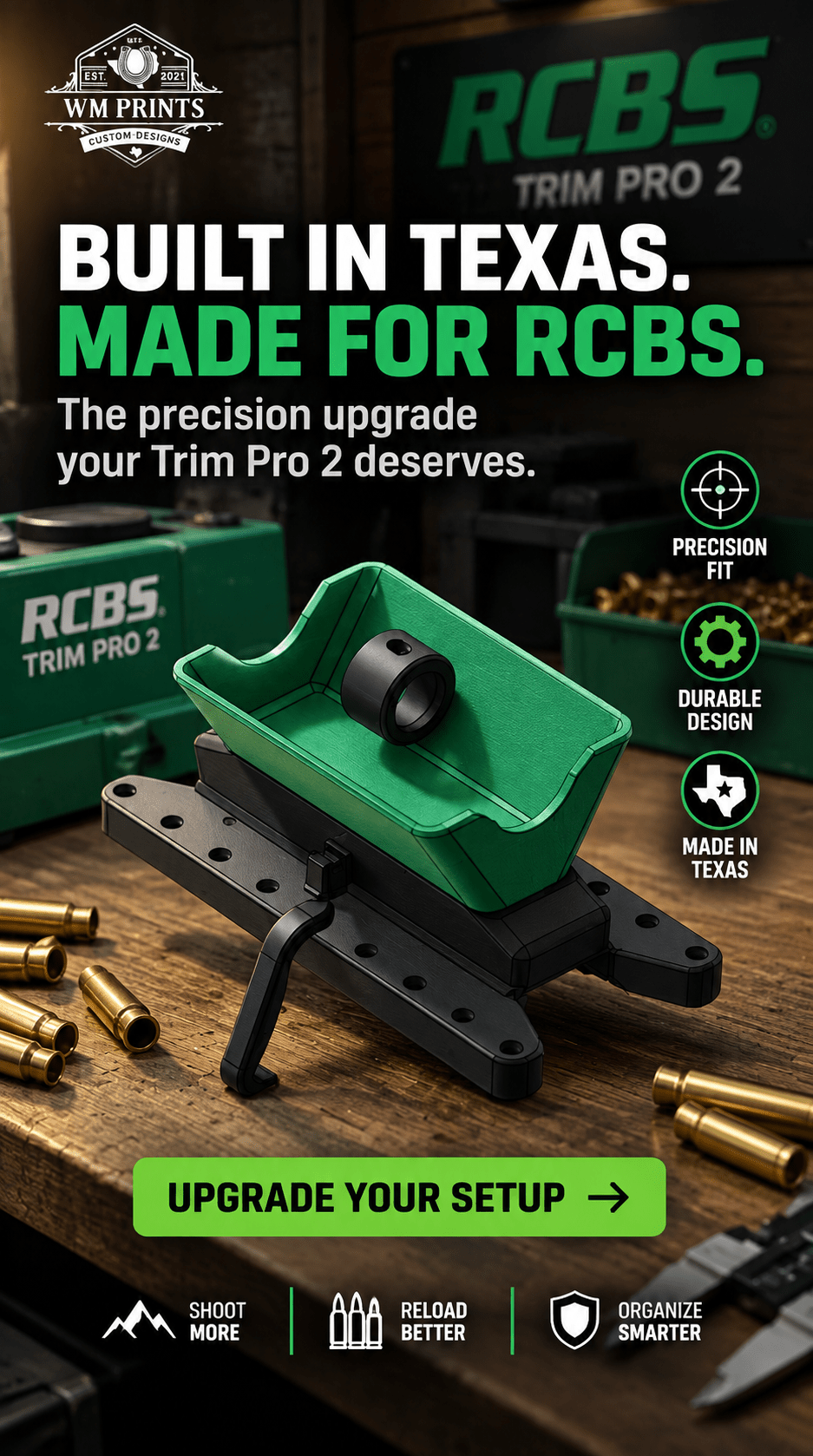 Made for RCBS style brass case trimming catcher, Trim Pro and Trim Pro 2. - WM Prints LLC