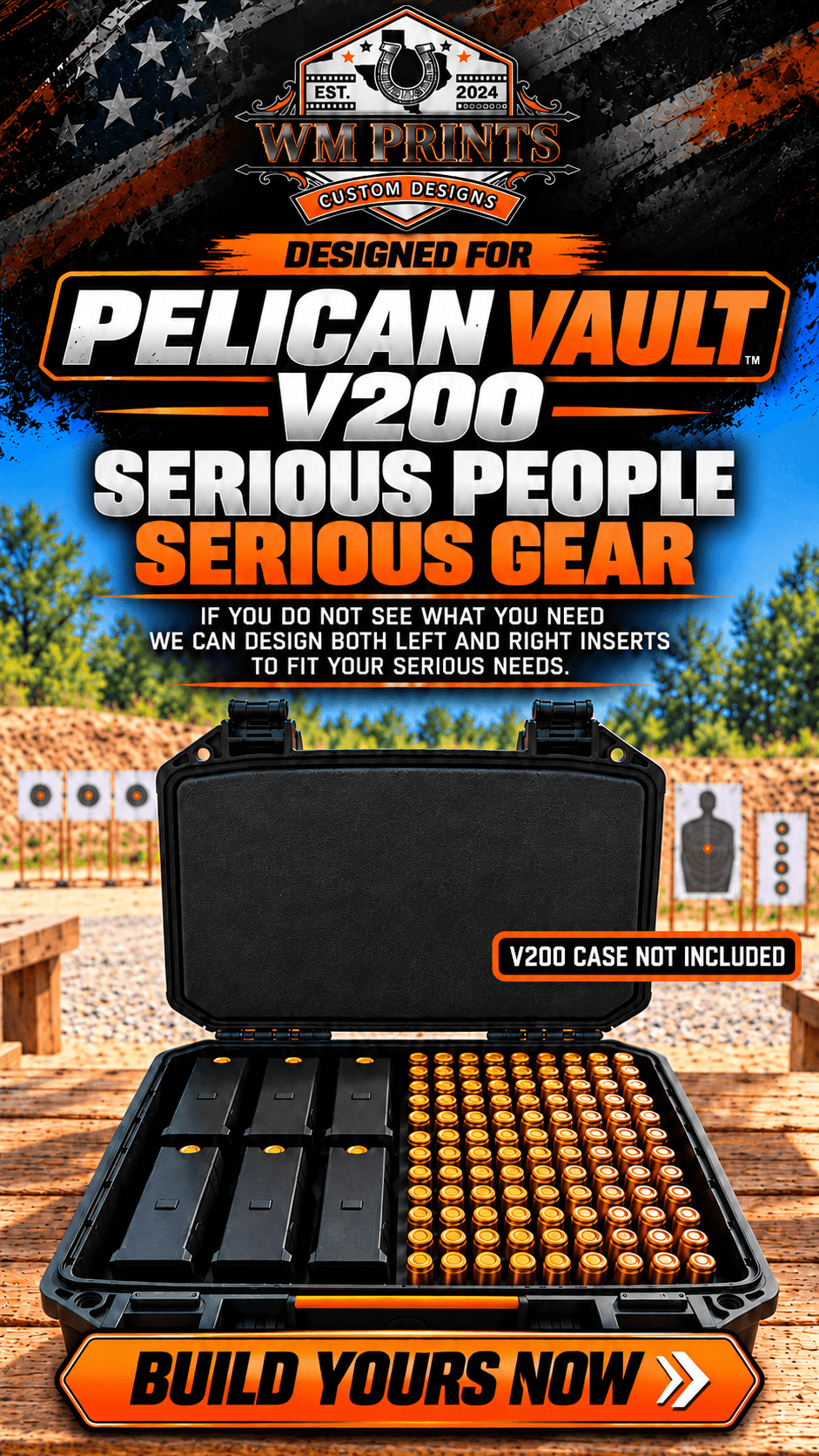 Made for Vault by Pelican™ V200 Left and Right Ammo inserts. - WM Prints LLC