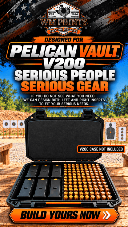 Made for Vault by Pelican™ V200 Left and Right Ammo inserts. - WM Prints LLC