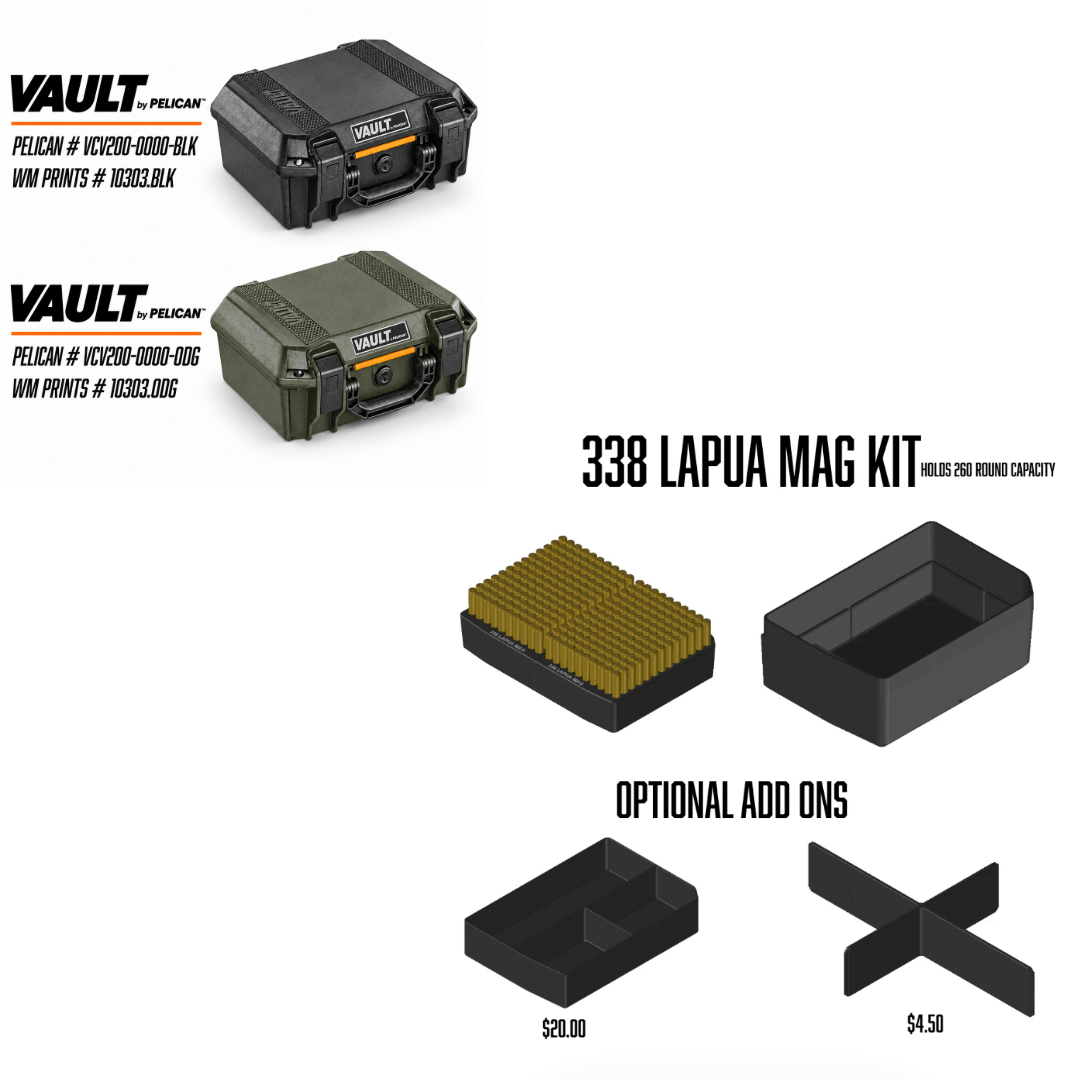 Made for Vault by Pelican™ V200 Rifle Range Kits. - WM Prints LLC