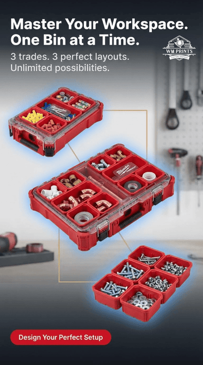 Milwaukee Packout both compact and slim models replacement OEM bins - WM Prints LLC