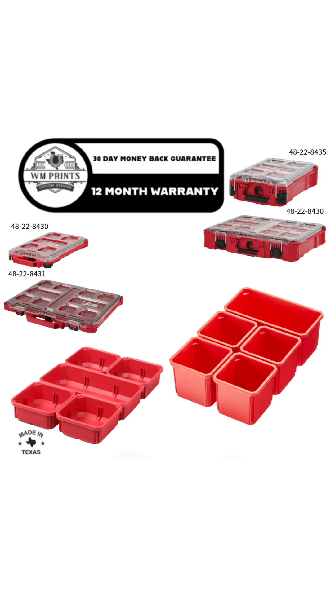 Milwaukee Packout both compact and slim models replacement OEM bins - WM Prints LLC