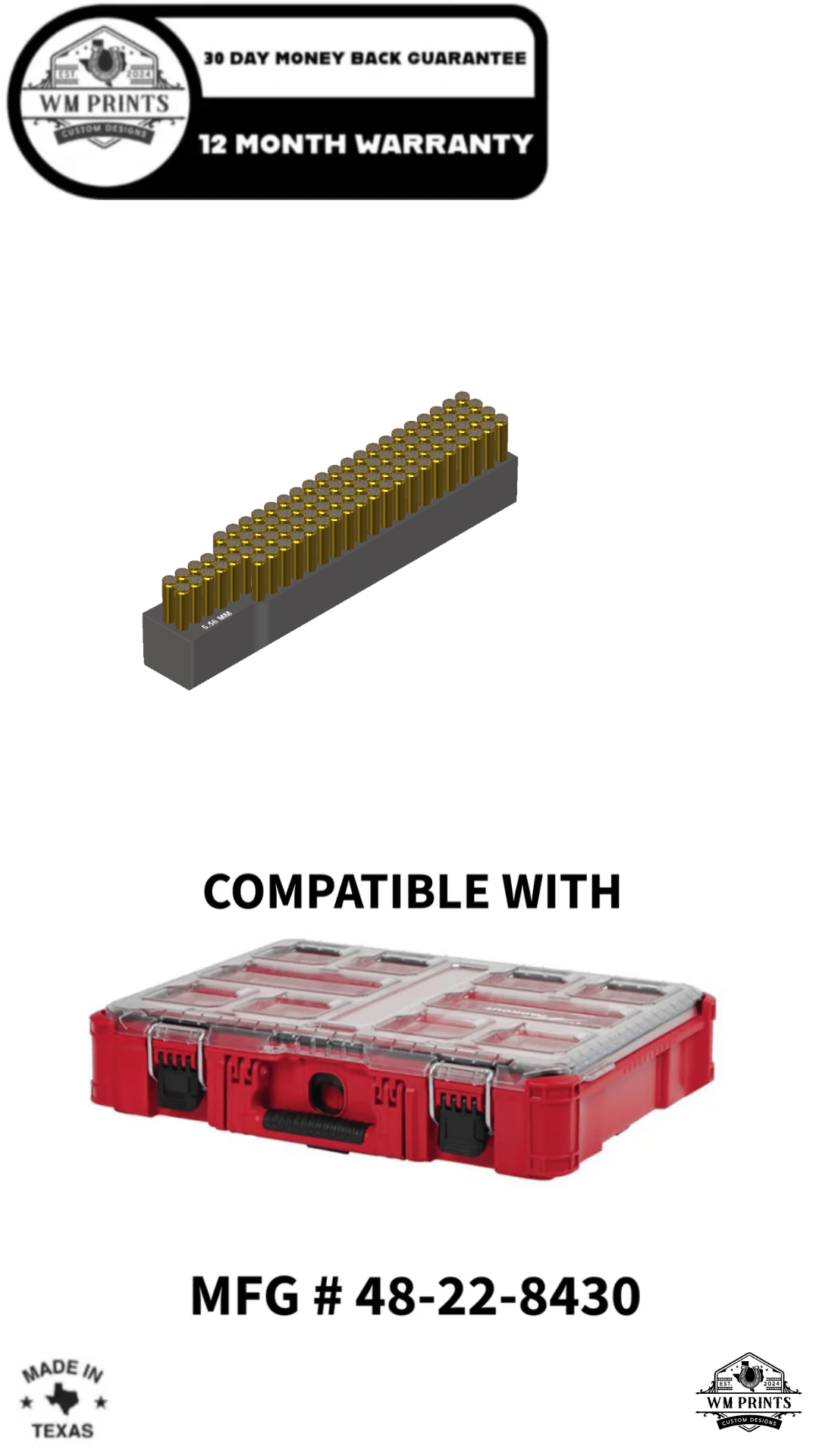 Milwaukee Packout center ammo inserts. - WM Prints LLC
