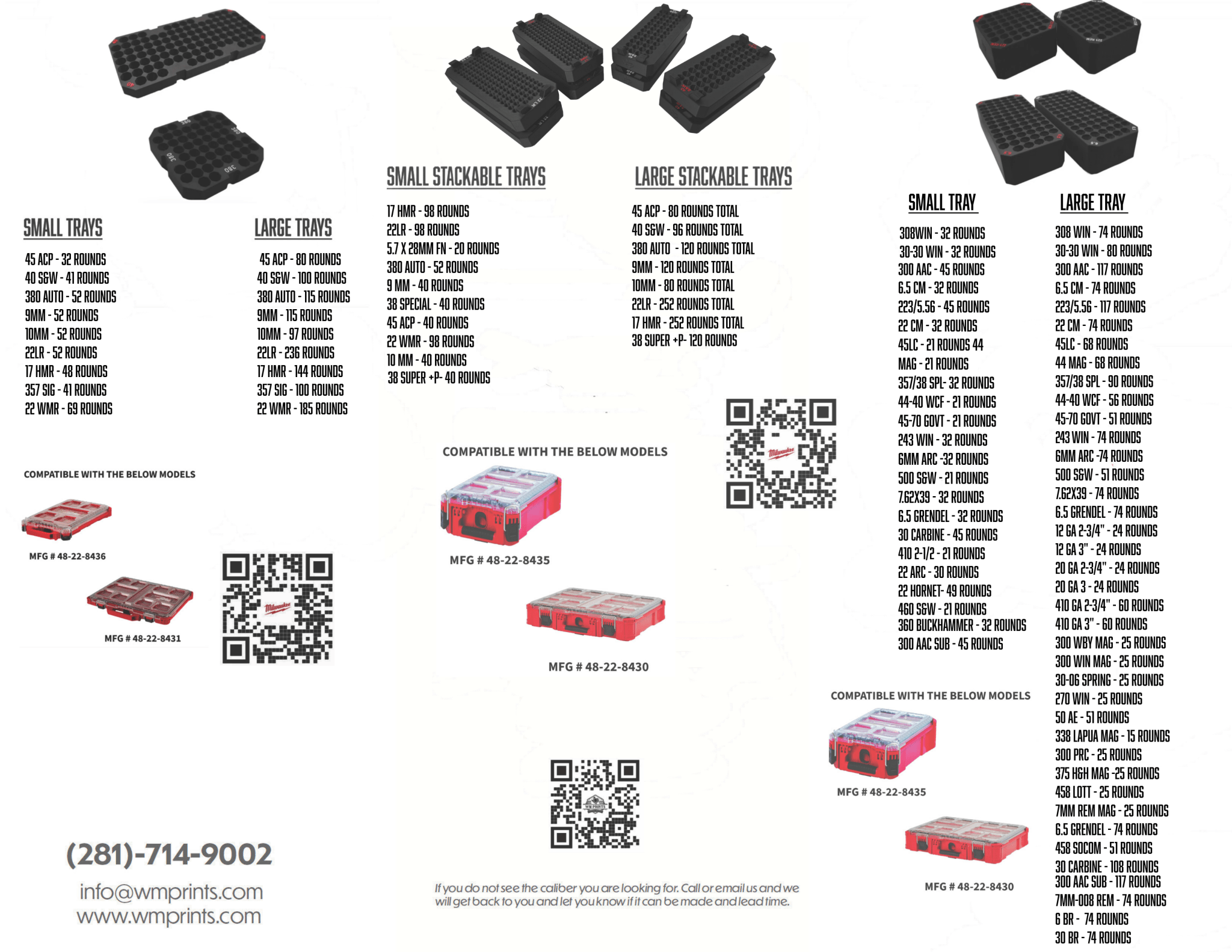 Milwaukee Packout compatible Ammo Inserts double stack. - WM Prints LLC