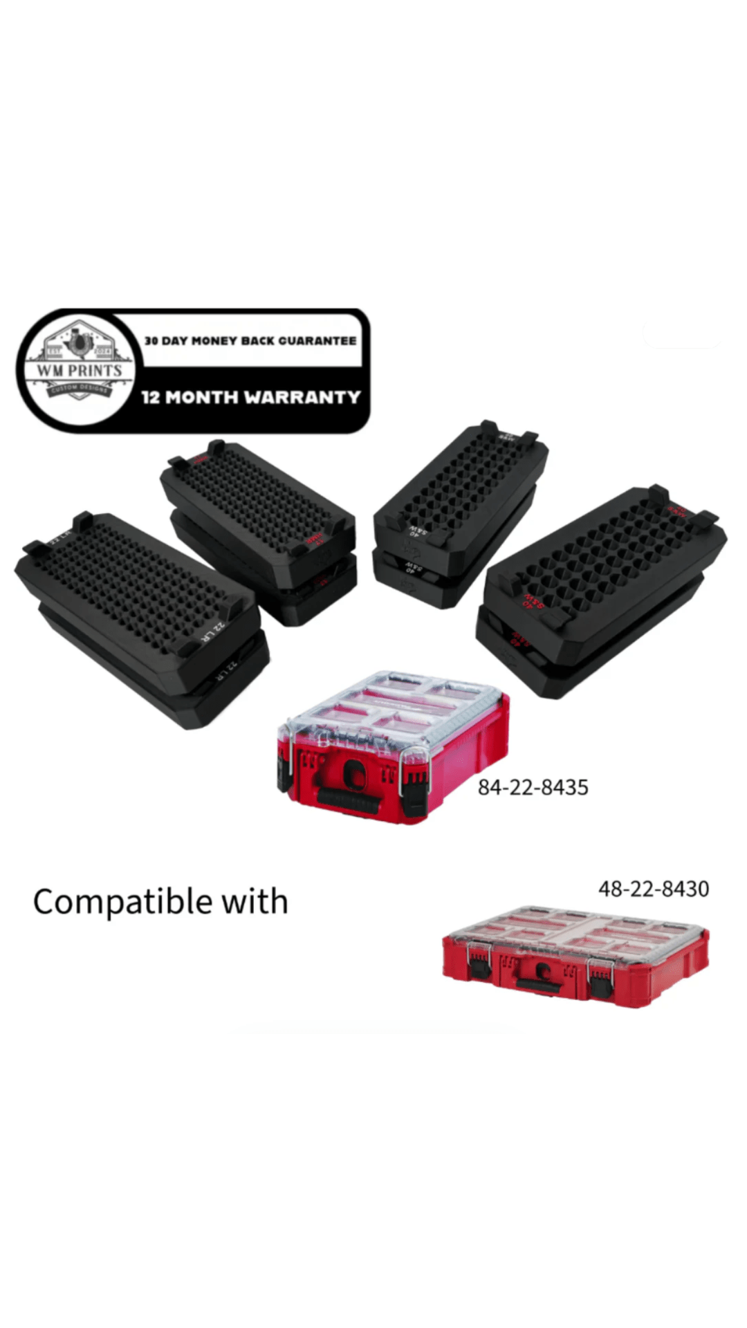 Milwaukee Packout compatible Ammo Inserts double stack. - WM Prints LLC