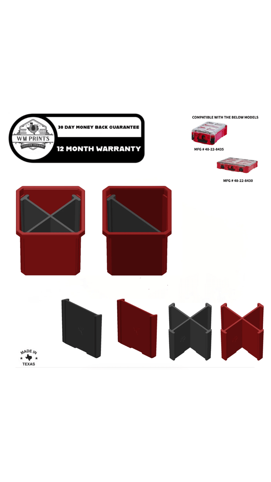 Milwaukee Packout compatible bin dividers. - WM Prints LLC