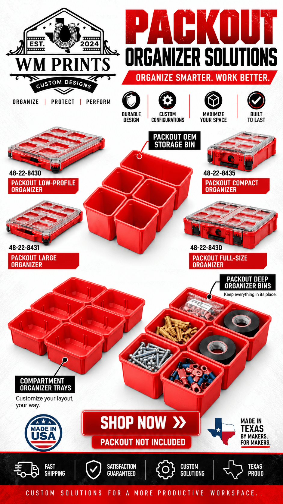 Milwaukee Packouts OEM replacement bins. - WM Prints LLC
