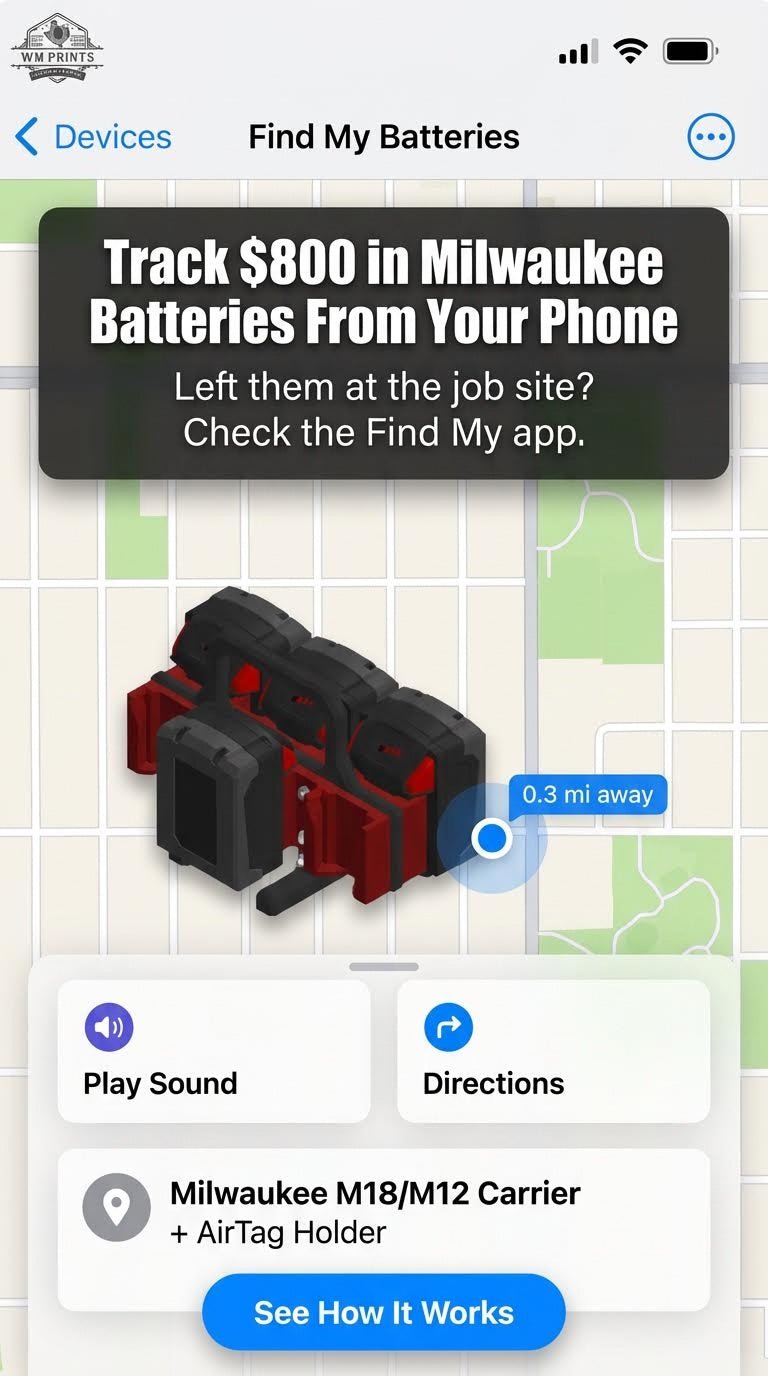 Milwaukee type battery carrier - WM Prints LLC