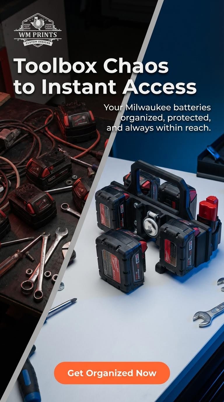 Milwaukee type battery carrier - WM Prints LLC