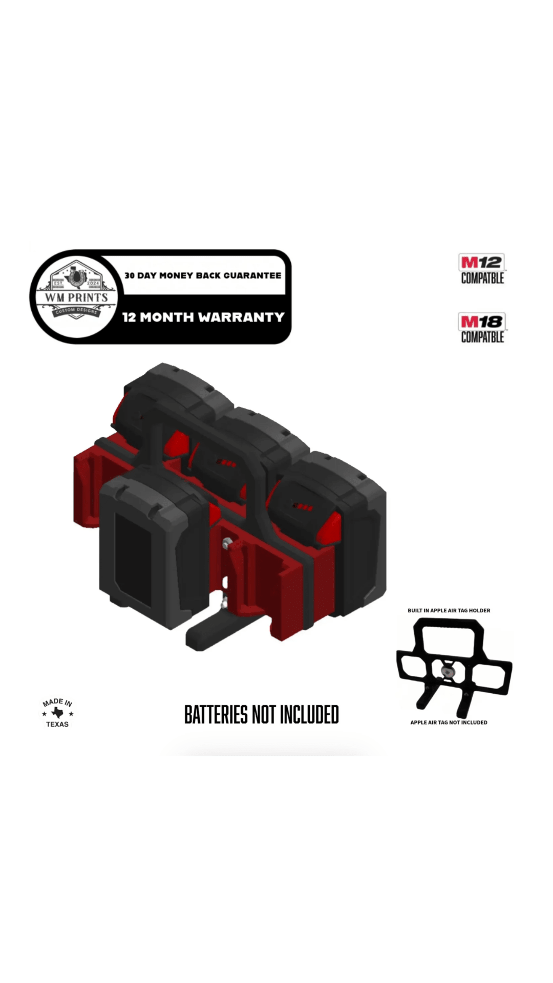 Milwaukee type battery carrier - WM Prints LLC