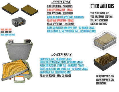 Pelican™ Vault V100 Pistol ammo double stack inserts - WM Prints LLC
