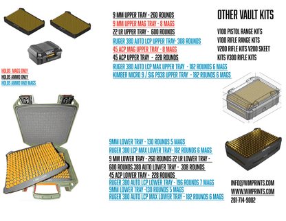 Pelican™ Vault V100 Pistol ammo double stack inserts - WM Prints LLC