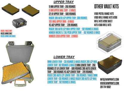 Pelican™ Vault V100 Pistol ammo double stack inserts - WM Prints LLC