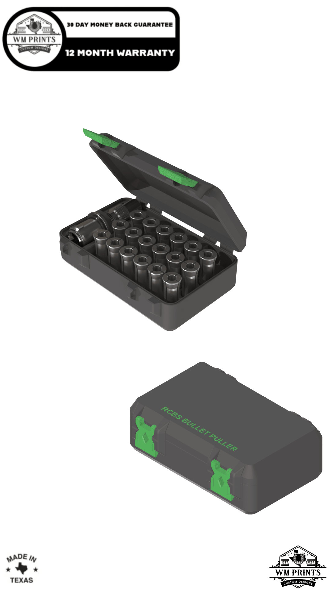 RCBS Bullet Puller and Collets Storage Hinged Case GEN 2 - WM Prints LLC