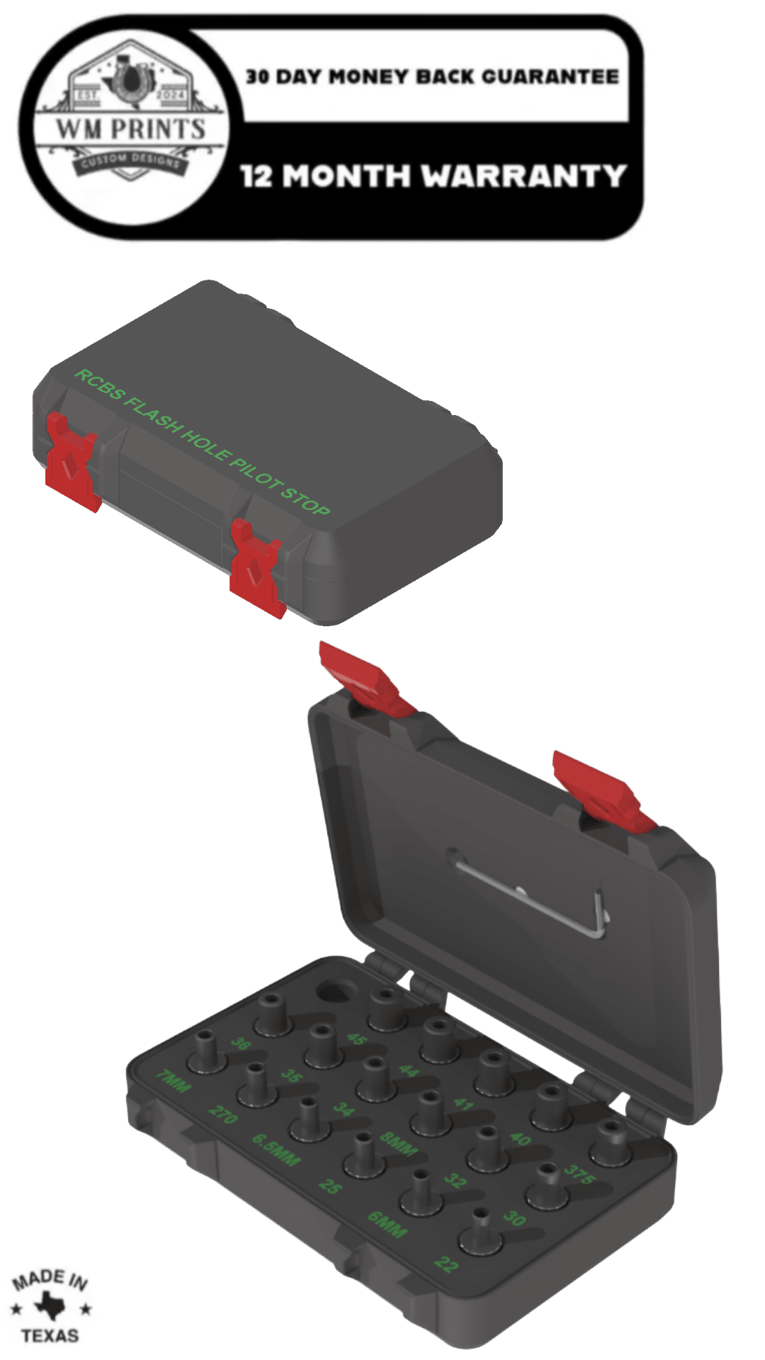 RCBS Flash Hole Pilot Stop Storage Case - WM Prints LLC