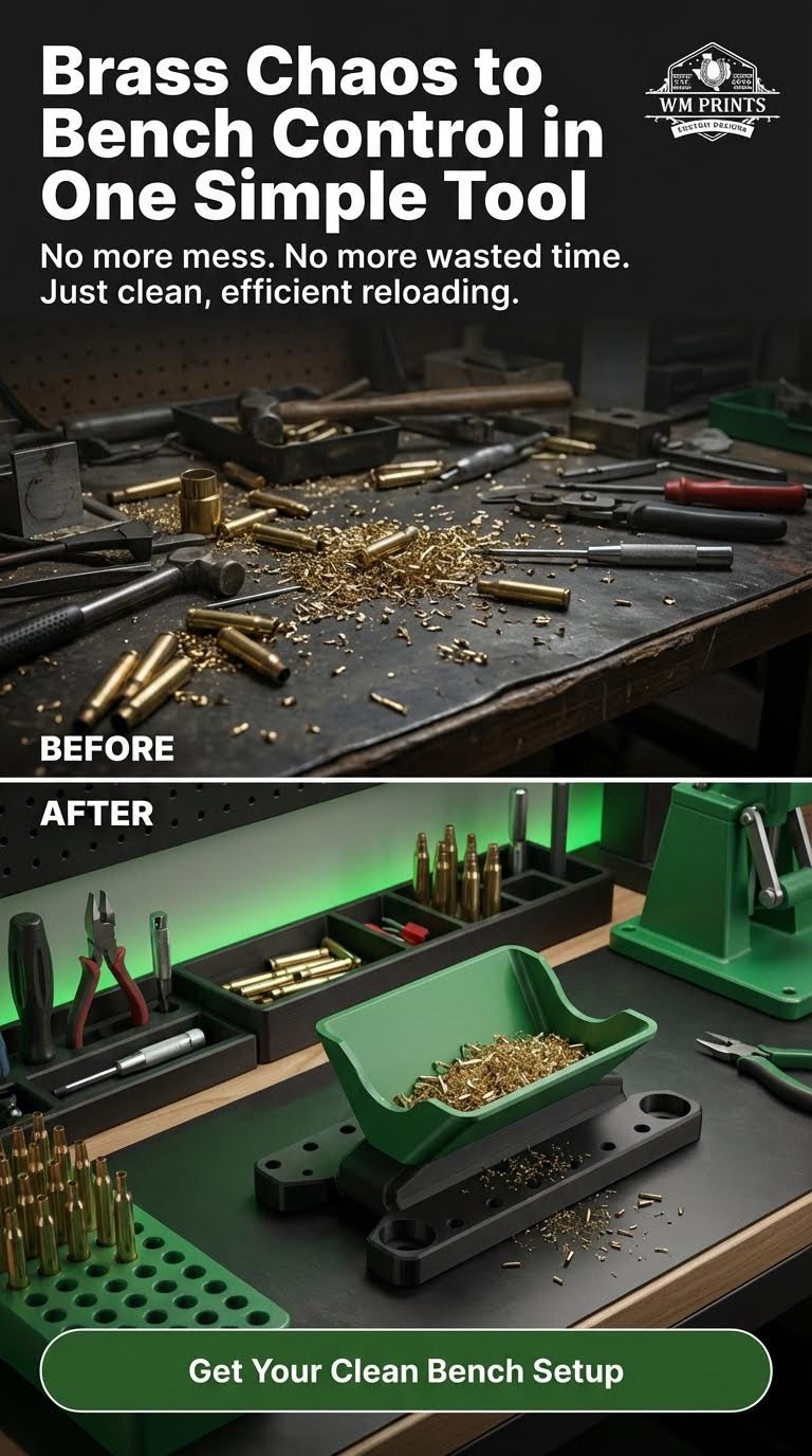 RCBS style brass case trimming catcher, collet style. - WM Prints LLC