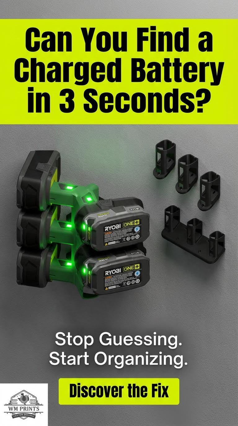 Ryobi 18v ONE+ battery wall mounts - WM Prints LLC
