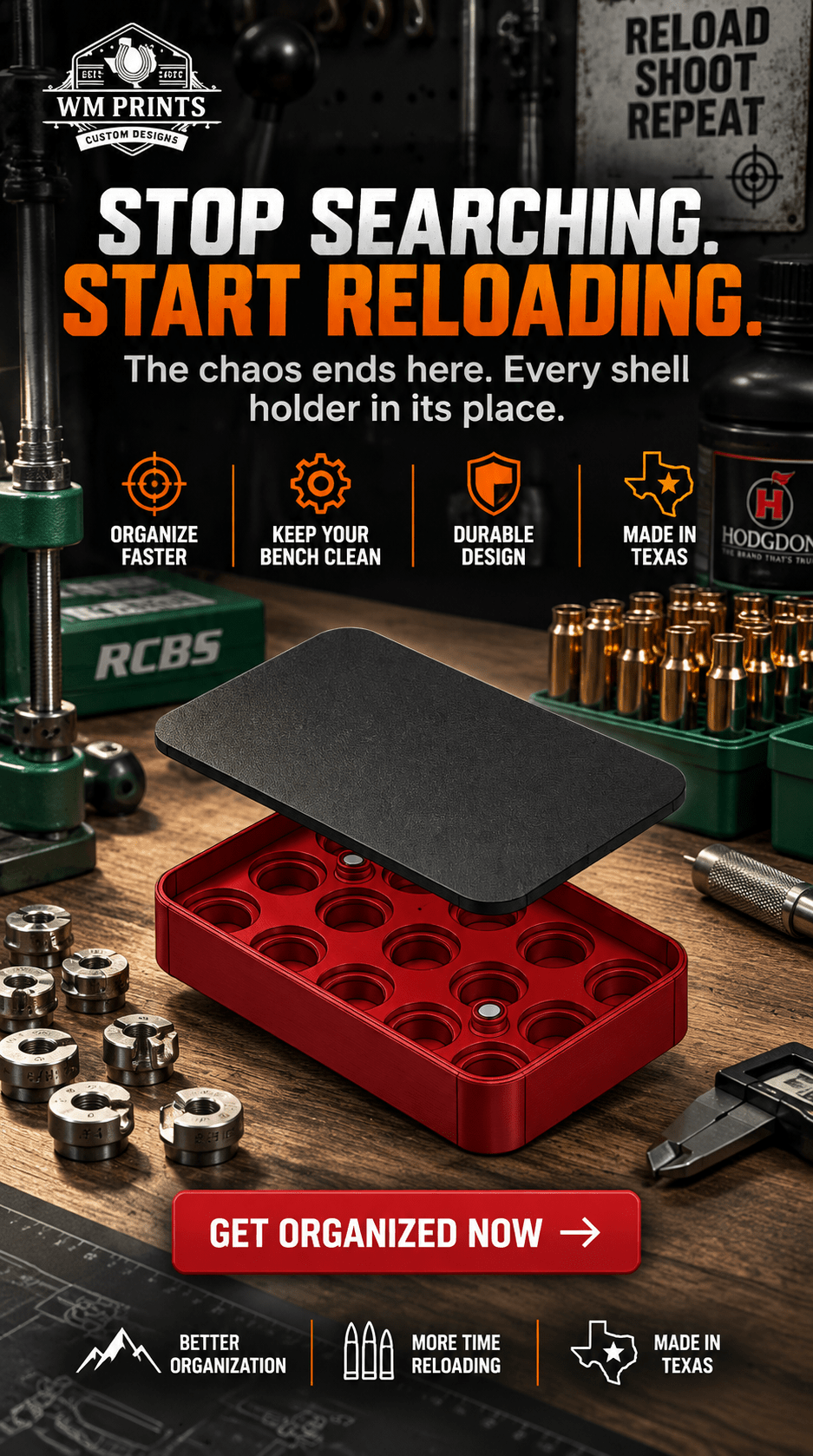 Shell Holder Case for RCBS, Hornady, Lyman. - WM Prints LLC